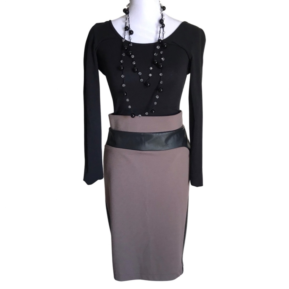 Skirt with faux leather